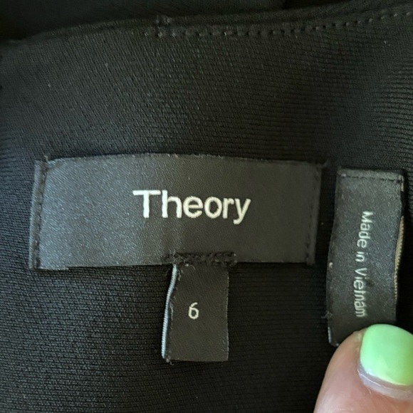 Theory Eano Crepe Little Black Dress Size 6 Career Wear Shift Lined Sleeveless - Picture 3 of 9